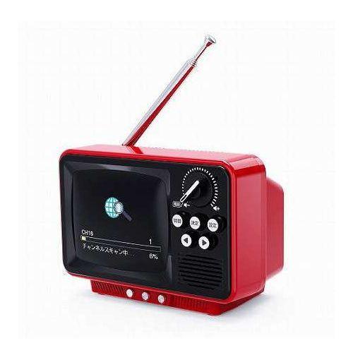 WINTECH 2.8インチ液晶付きポータブルワンセグテレビ 昔懐かしいレトロデザインTV 乾電池・USB駆動 レッド TVR-RT1-RD(代引不可)【送料無料】_2
