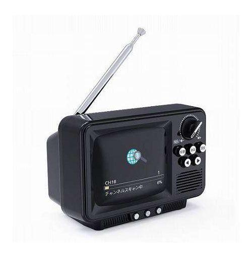 WINTECH 2.8インチ液晶付きポータブルワンセグテレビ 昔懐かしいレトロデザインTV 乾電池・USB駆動 ブラック TVR-RT1-K(代引不可)【送料無料】_1