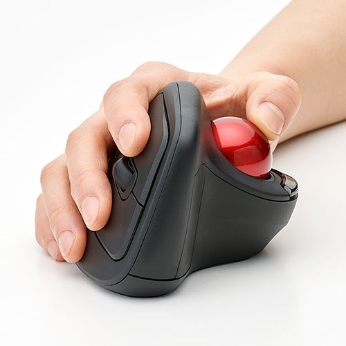 Digio 無線 エルゴノミクスマウス 静音 5ボタン光学式 トラックボールマウス ブラック MUS-TRKF248BK(代引不可)【送料無料】_1