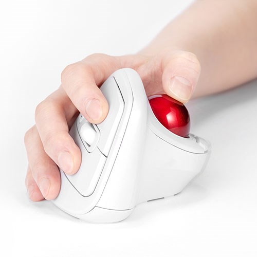 Digio 無線 エルゴノミクスマウス 静音 5ボタン光学式 トラックボールマウス ホワイト MUS-TRKF248W(代引不可)【送料無料】_1