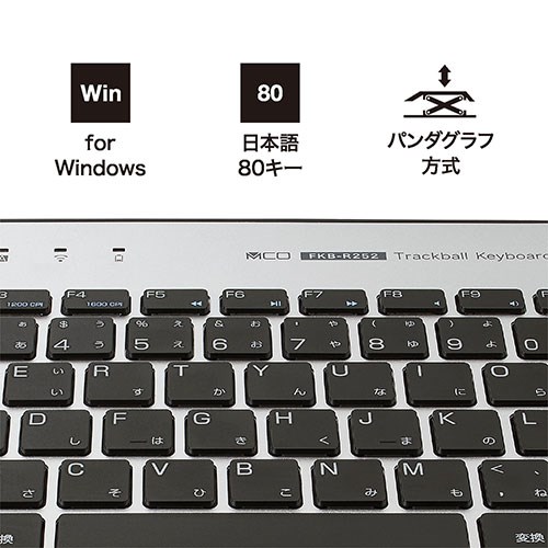 ナカバヤシ 光学式トラックボール搭載 キーボード この1台で離れてPC操作可能 トラックボール内蔵キーボード シルバー FKB-R252SL【送料無料】_5