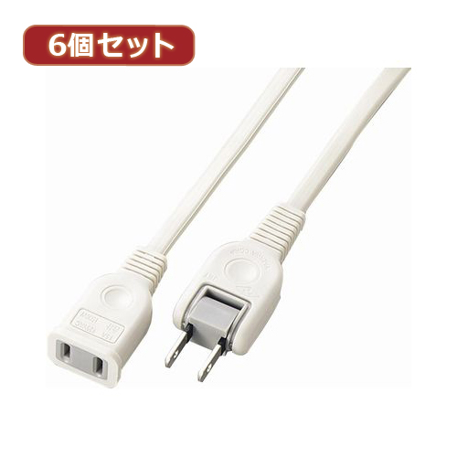 YAZAWA 【6個セット】耐トラ付延長コード Y021010WHX6【送料無料】
