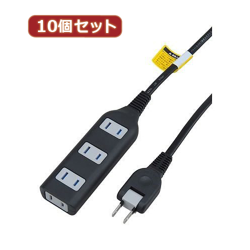 YAZAWA 【10個セット】耐トラ付タップ4個口 Y02S401BKX10【送料無料】