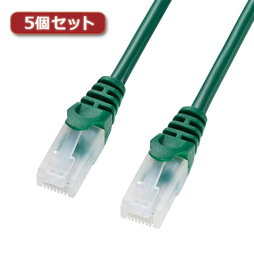 【5個セット】 サンワサプライ ツメ折れ防止CAT5eLANケーブル LA-Y5TS-15GX5 LA-Y5TS-15GX5 パソコン サンワサプライ【送料無料】