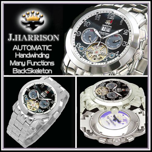 J.HARRISON 多機能付ビッグテンプ自動巻&手巻き JH-008BB(代引不可)【送料無料】_2