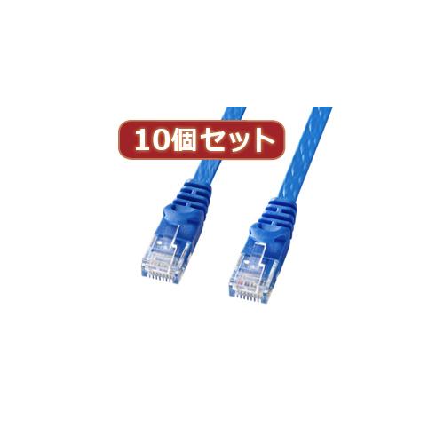 【10個セット】サンワサプライ カテゴリ6フラットLANケーブル LA-FL6-05BLX10(代引不可)【送料無料】