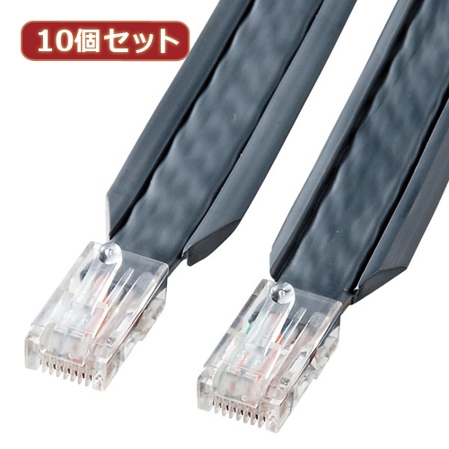 【10個セット】 サンワサプライ アンダーカーペットLANケーブル(グレー・5m) KB-CP5-05X10(代引不可)【送料無料】の通販は