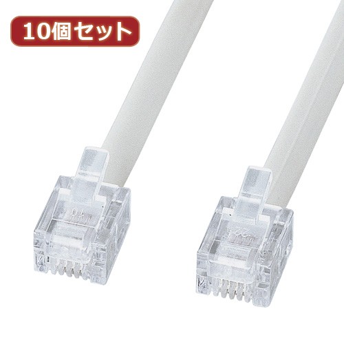 【10個セット】 サンワサプライ エコロジー電話ケーブル(ノーマル) TEL-EN-10N2 TEL-EN-10N2X10(代引不可)【送料無料】