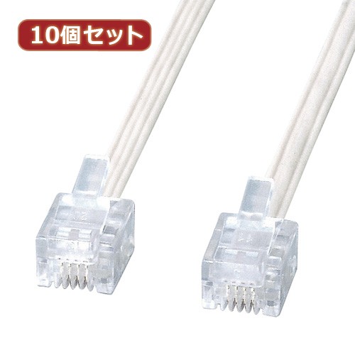 【10個セット】 サンワサプライ エコロジー電話ケーブル TEL-E4-15N2 TEL-E4-15N2X10(代引不可)【送料無料】