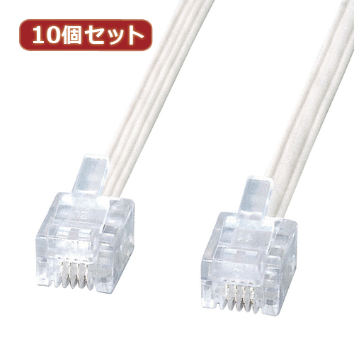 【10個セット】 サンワサプライ エコロジー電話ケーブル TEL-E4-5N2 TEL-E4-5N2X10(代引不可)【送料無料】