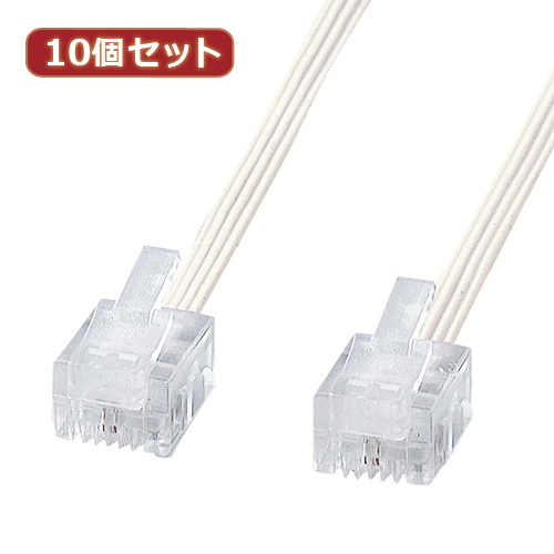 【10個セット】 サンワサプライ やわらかスリムケーブル(白) TEL-S2-3N2 TEL-S2-3N2X10(代引不可)【送料無料】