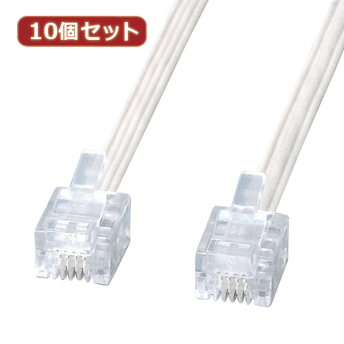 【10個セット】 サンワサプライ エコロジー電話ケーブル TEL-E4-1N2 TEL-E4-1N2X10(代引不可)【送料無料】