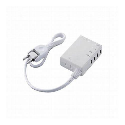 5個セットエレコム USBタップ/USBメス×4/AC×1/ケーブル60cm/3.1A/ホワイト MOT-U06-2144WHX5(代引不可)【送料無料】