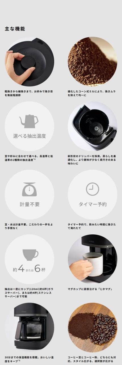 シロカ siroca コーン式全自動コーヒーメーカー カフェばこPRO SC-C281 ミル付 ステンレスサーバー 調節 保温 デカフェ 自動計量 給水タンク コンパクト【送料無料】_9