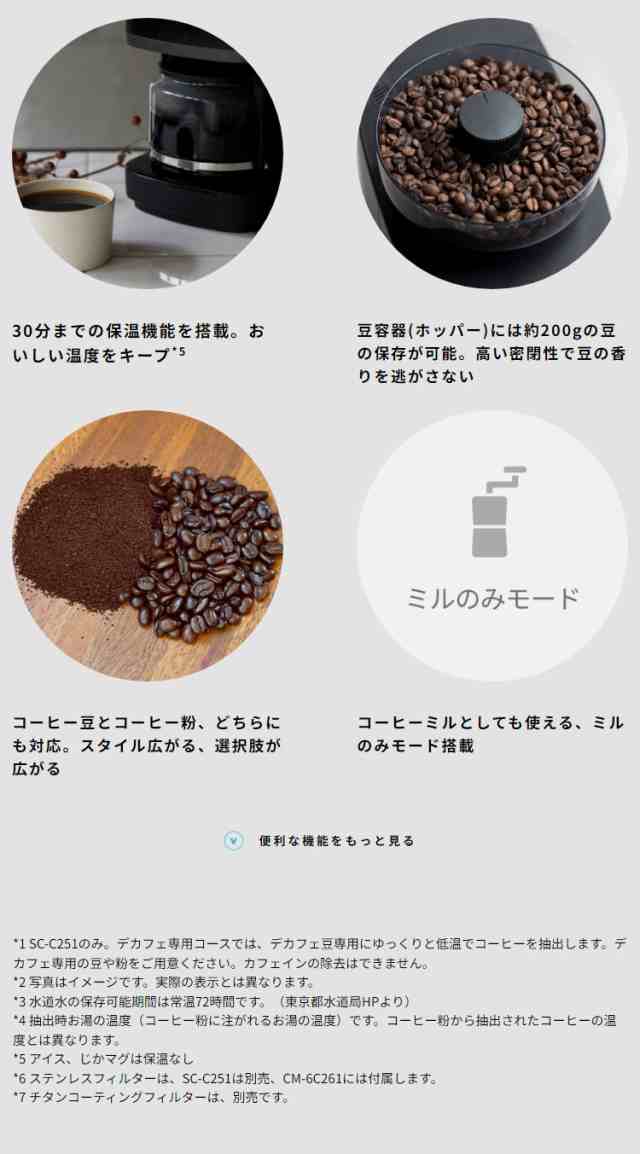 siroca コーン式全自動コーヒーメーカー カフェばこPRO コーヒー