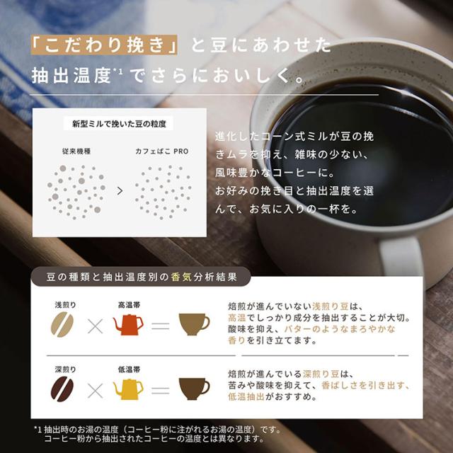 シロカ siroca コーン式全自動コーヒーメーカー カフェばこPRO ミル付 ステンレスサーバー 保温 温度 挽き目 デカフェ 自動計量 給水タンク着脱 スリム コンパクト ミル一時停止 SC-C271【送料無料】_2