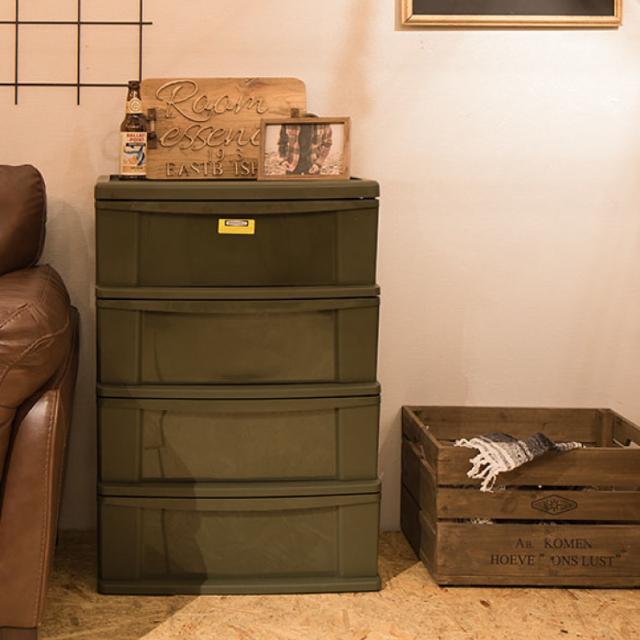 ワイドワゴン 4段 たんす 洋服 収納 引き出し 押入れ収納 衣類収納 衣装ケース 収納ケース シェルフ ミリタリー アーミー 代引不可 送の通販はau Pay マーケット リコメン堂インテリア館