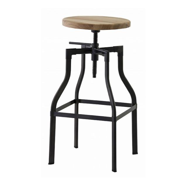 カウンタースツール 幅35.5×奥行35.5×高さ66-79 スチール 天然木 アッシュ(代引不可)【送料無料】
