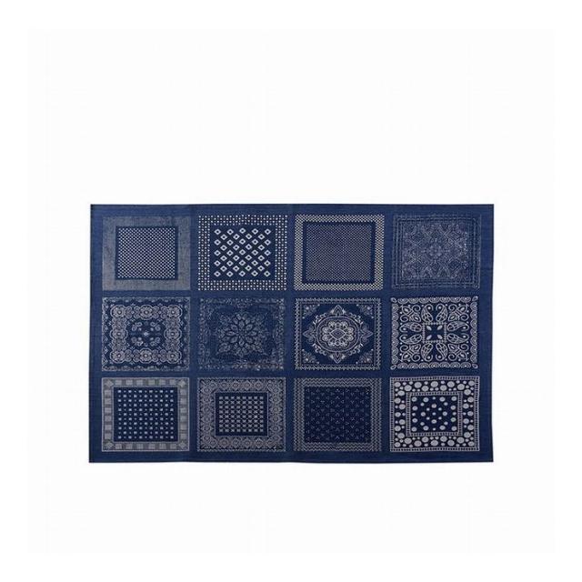 ラグ 幅130×奥行190 コットン ブルー レッド(代引不可)【送料無料】