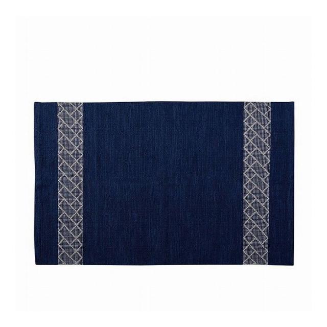 ラグ 幅90×奥行150 コットン ブルー ブラウン(代引不可)【送料無料】