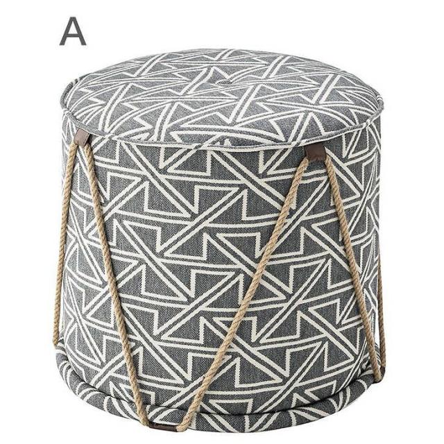 スツール 幅48×奥行48×高さ45 木フレームポリエステル コットン(代引不可)【送料無料】