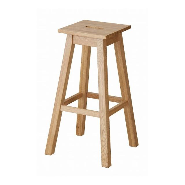 角ハイスツール 幅39×奥行39×高さ70 天然木 オーク ラッカー塗装(代引不可)【送料無料】
