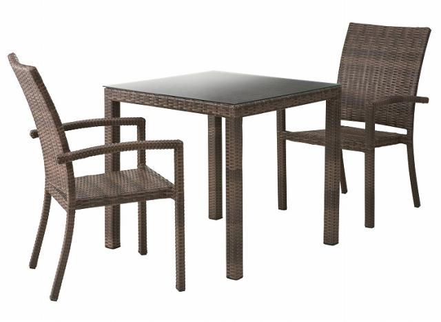 ダイニングテーブル 幅76×奥行76×高さ73 ポリエチレン アルミ 5mm強化ガラス(代引不可)【送料無料】_1