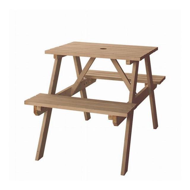 テーブル&ベンチ 幅75×奥行120×高さ75.5 座面高45 天然木 杉 水性ラッカー塗装 ライトブラウン ホワイト(代引不可)【送料無料】の通販は