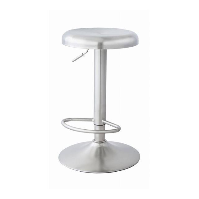 カウンタースツール 幅38.5×奥行38.5×高さ60-82 ステンレス サテン仕上げ スチール サテン仕上げ シルバー(代引不可)【送料無料】