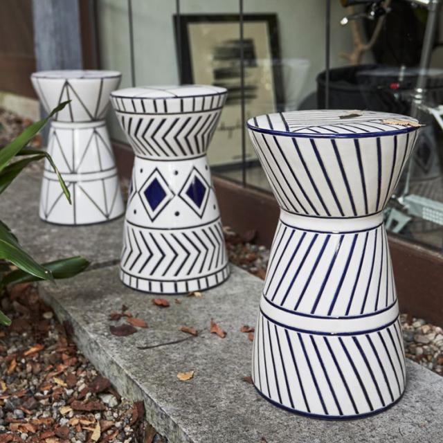 スツール 陶器 陶器製 オブジェ フラワーベース 花台 屋外 屋内 トライバル シンプル ポップ 個性的 ガーデニング 庭 ガーデン ミニスツ