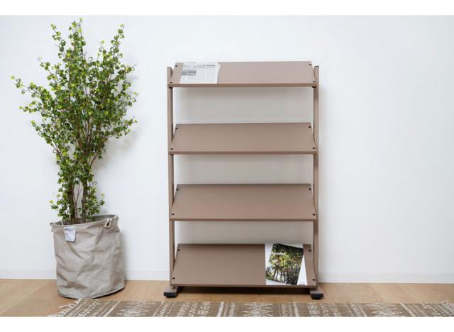 2WAY 4段 ラック 幅80.5cm シェルフ 棚 収納棚 オープンラック 本棚 斜め 店舗ディスプレイ 什器 スチール シンプル ブラック スモークピンク ホワイト(代引不可)【送料無料】_8