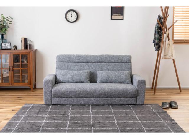 ソファ 2WAY ローソファ クッション付き 幅150cm 2人掛け 3人掛け 2.5人掛け おしゃれ シンプル モダン グレー ベージュ ファブリック 布製 アームソファ 肘あり 肘置き 木フレーム ロータイプ(代引不可)【送料無料】_3