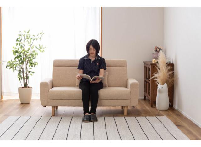 ソファ 2WAY ローソファ クッション付き 幅150cm 2人掛け 3人掛け 2.5人掛け おしゃれ シンプル モダン グレー ベージュ ファブリック 布製 アームソファ 肘あり 肘置き 木フレーム ロータイプ(代引不可)【送料無料】_4
