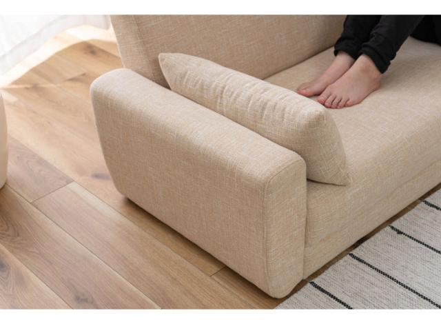 ソファ 2WAY ローソファ クッション付き 幅150cm 2人掛け 3人掛け 2.5人掛け おしゃれ シンプル モダン グレー ベージュ ファブリック 布製 アームソファ 肘あり 肘置き 木フレーム ロータイプ(代引不可)【送料無料】_8