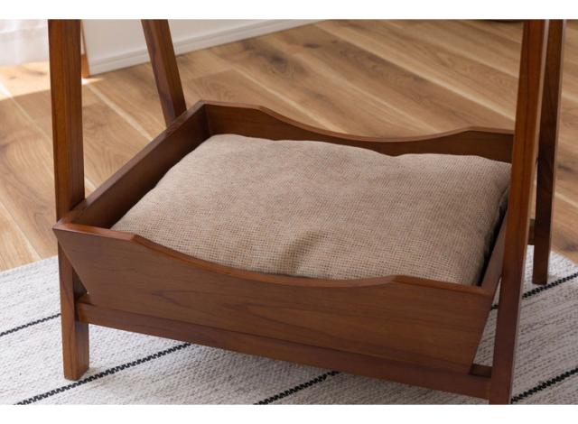 ペットベッド サイドテーブル テーブル ペット 犬 猫 ウサギ シンプル おしゃれ 北欧 持ち手 ハンドル クッション付き 木製 天然木 ナチュラル ブラウン リビング 高さ60cm(代引不可)【送料無料】の通販は