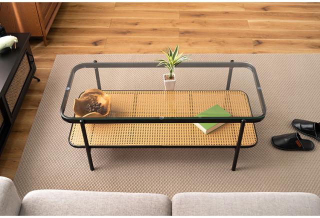 ラタン ガラス センターテーブル 籐家具 ビンテージ リビング ダイニング 楽天市場】センターテーブル ガラス ラタン 藤 ローテーブル 棚