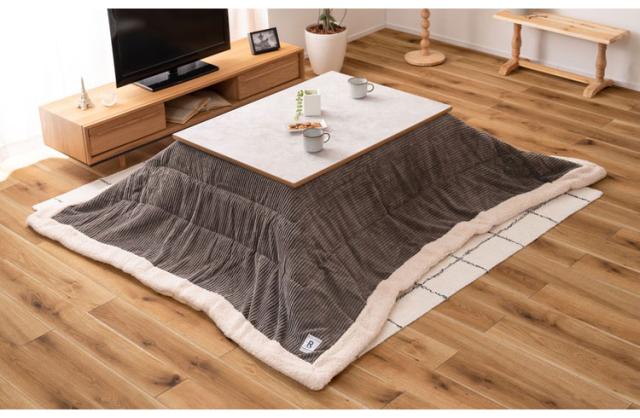 こたつ フラットヒーターコタツ 大理石調 木製 天然木 おしゃれ オール