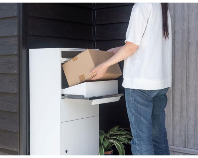デリバリーボックス デリバリーボックス デリバリーBOX 宅配ボックス 宅配BOX ポスト ブラック 鍵付き ステンレス シンプル おしゃれ インテリア 北欧 一人暮らし 新生活 コンパクト(代引不可)【送料無料】