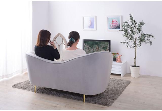 ソファ ソファー 2人掛け 2人掛けソファー アーム付き 幅162cm ファブリック 布地 ベロア生地 クッション付き かわいい 高級感 上品 おしゃれ ピンク グレー(代引不可)【送料無料】の通販は