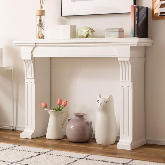 マントルピース コンソール 暖炉 飾り棚 アンティーク調 木製 天然木 幅100cm ディスプレイラック インテリア ラック 棚 壁面装飾 花台 シャビーシック レトロ ブラウン ホワイト(代引不可)【送料無料】