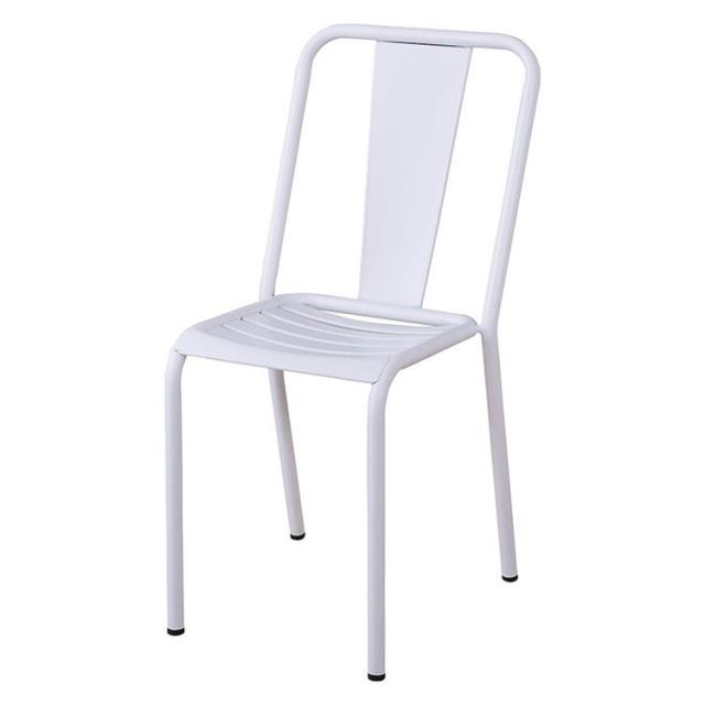 チェア チェアー ダイニングチェア おしゃれ 白 スタッキング 積み重ね スチール 椅子 イス いす ヴィンテージ シンプル ダイニング 単品 完成品 ホワイト シルバー アームレス(代引不可)【送料無料】