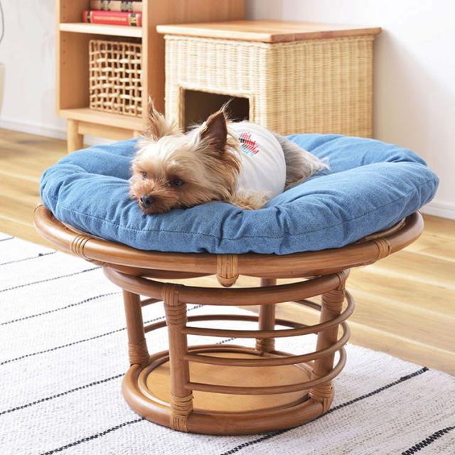 スツール ペットスツール 椅子 チェア ペット イヌ ネコ 犬 猫 クッション ラタン 収納 ゆったり おしゃれ リビング アニマル(代引不可)【送料無料】