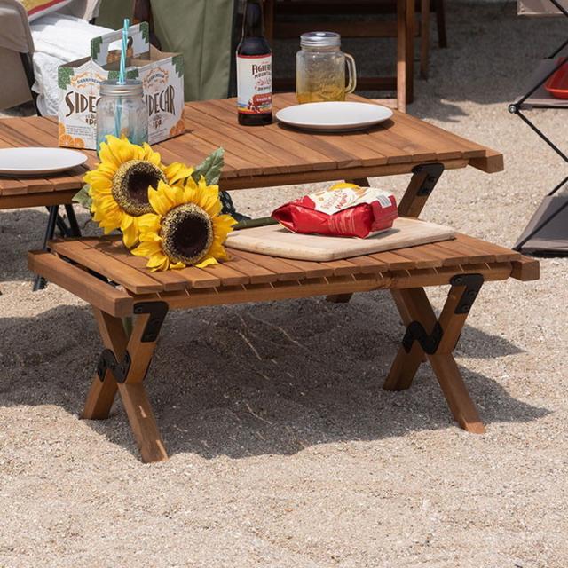 マシュー ロールトップテーブル アウトドアテーブル 折りたたみ テーブル 木製 アウトドア ロールトップテーブル 簡単設置 コンパクト 収納袋付き リビングテーブル 室内(代引不可)【送料無料】