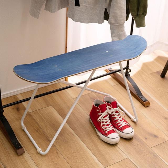 スツール チェア チェアー おしゃれ 椅子 イス いす 背もたれなし アームレス 肘なし 腰掛 ヴィンテージ スケボー スケートボード 黒 ブラック ナチュラル ブルー 青 完成品 高さ45cm(代引不可)【送料無料】