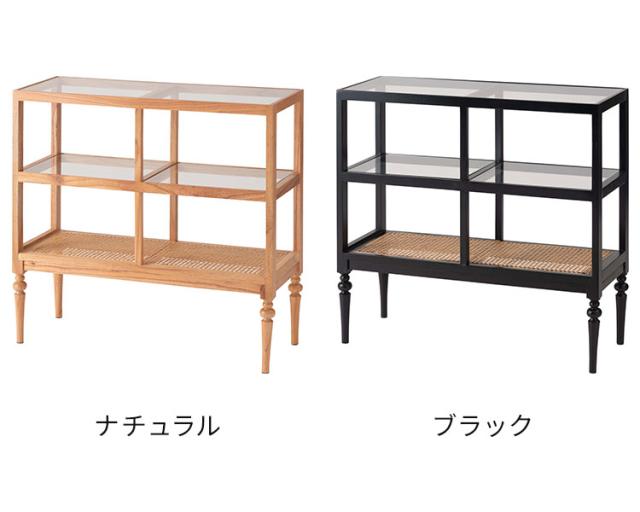 オープンシェルフ PM-513 東谷 収納 棚 シェルフ オープンシェルフ オープン収納 3段 三段 見せる収納 魅せる収納 木製 天然木 ミンディ ラタン 籐 幅80cm 高さ75cm ガラス クリア 透明(代引不可)_13