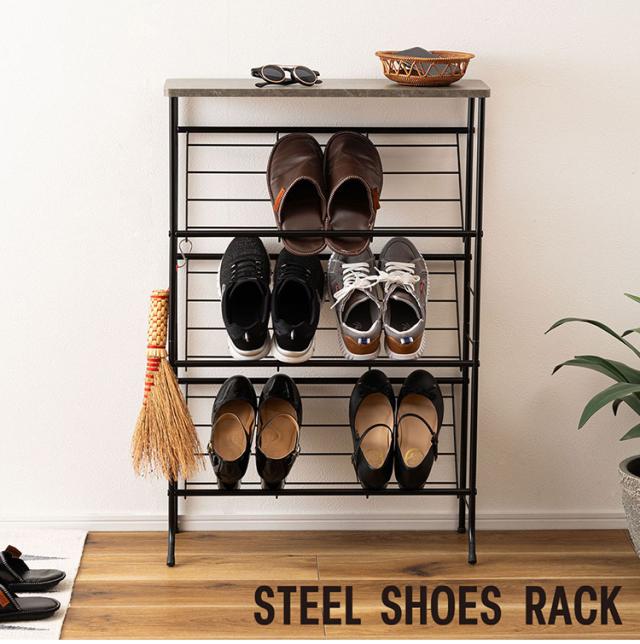 石目調シューズ・ディスプレイラック LFS-55 東谷 シューズラック 3段