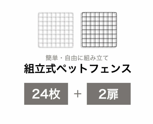 ペットフェンス ジョイント式 ドア付き 扉2個付き 26枚組 ペットサークル 屋外 スチール製 組立簡単 犬 猫 キューブ 収納 ペットゲート  の通販はau PAY マーケット - リコメン堂