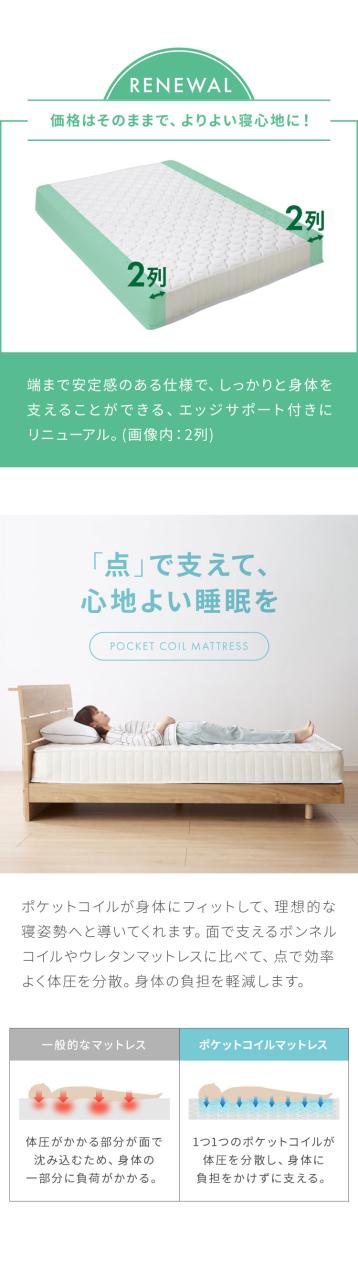 ポケットコイル マットレス セミシングル 厚さ20cm 体圧分散 通気性 ベッド ポケットコイルマットレス 硬め スプリングマットレス コイルマットレス 敷き布団 送料無料_5