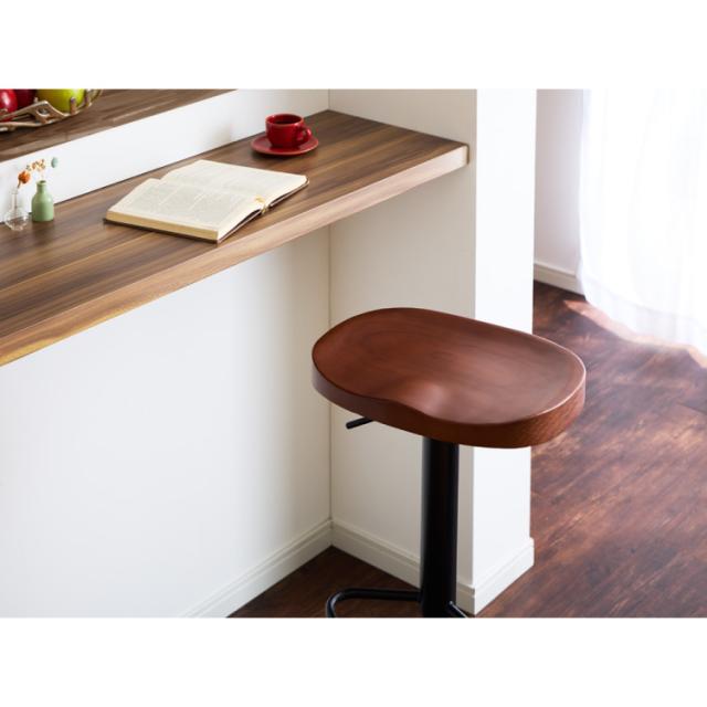 カウンターチェア 2脚セット 木製 天然木 高さ調節 昇降式 脚置き付き