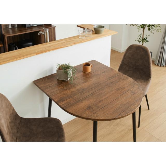 ダイニングテーブル 半円 80×90cm 壁付け カフェテーブル 2人用 二人用 80cm 円形 丸 テーブル 木目調 カフェ風 ダイニング 省スペース コンパクト おしゃれ【送料無料】_2